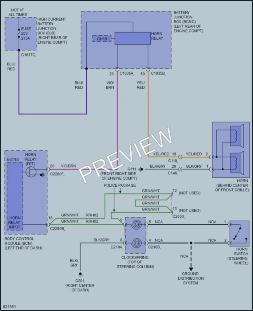 2023 Ford PoliceInterceptorUtility Horn wiring diagram preview