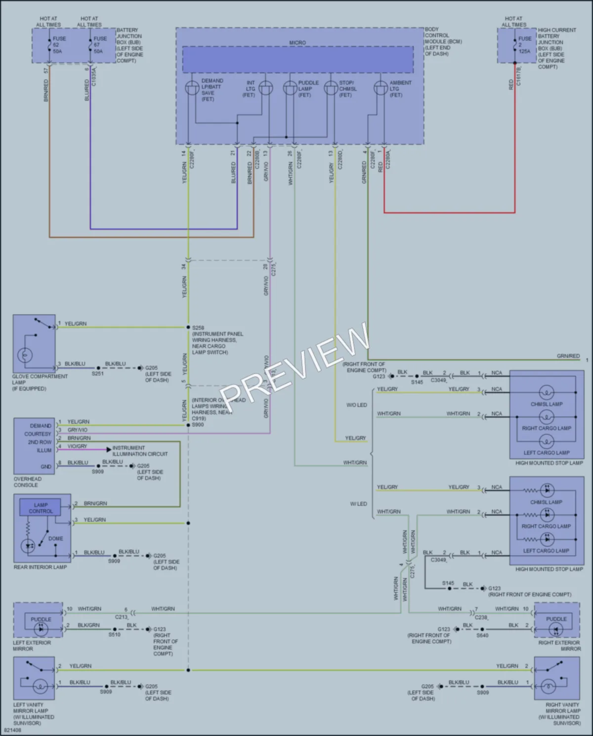 2023 Ford Ranger Interior Lights wiring diagram preview