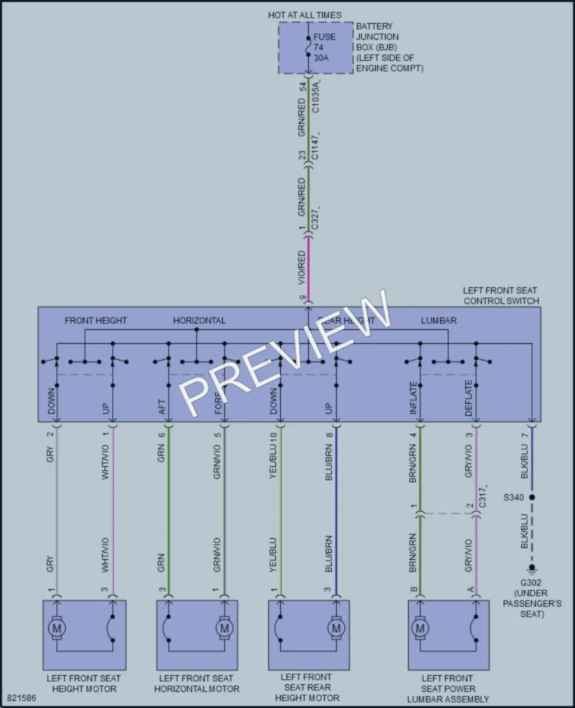 2023 Ford Ranger Power Seats wiring diagram preview