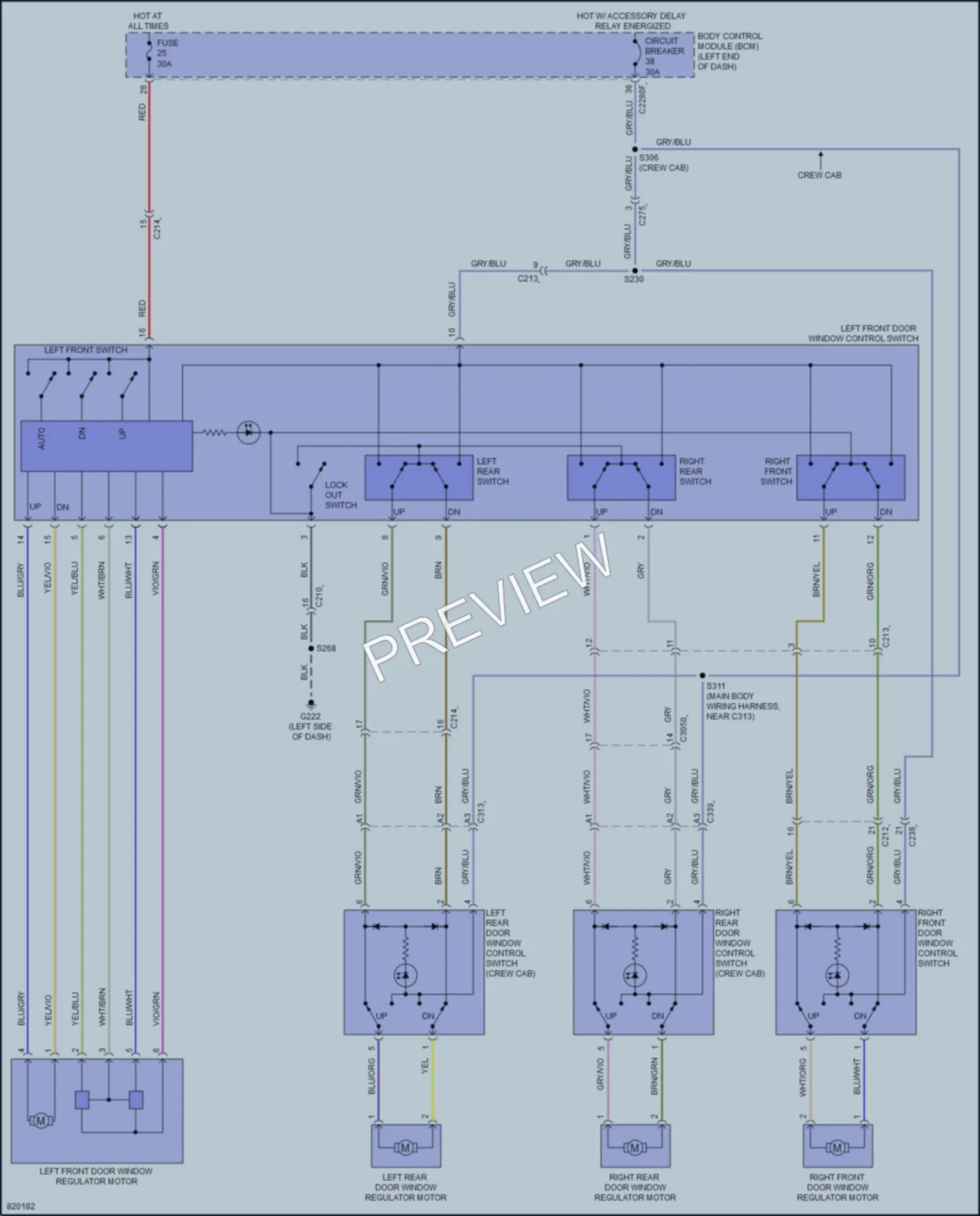2023 Ford Ranger Power Windows wiring diagram preview