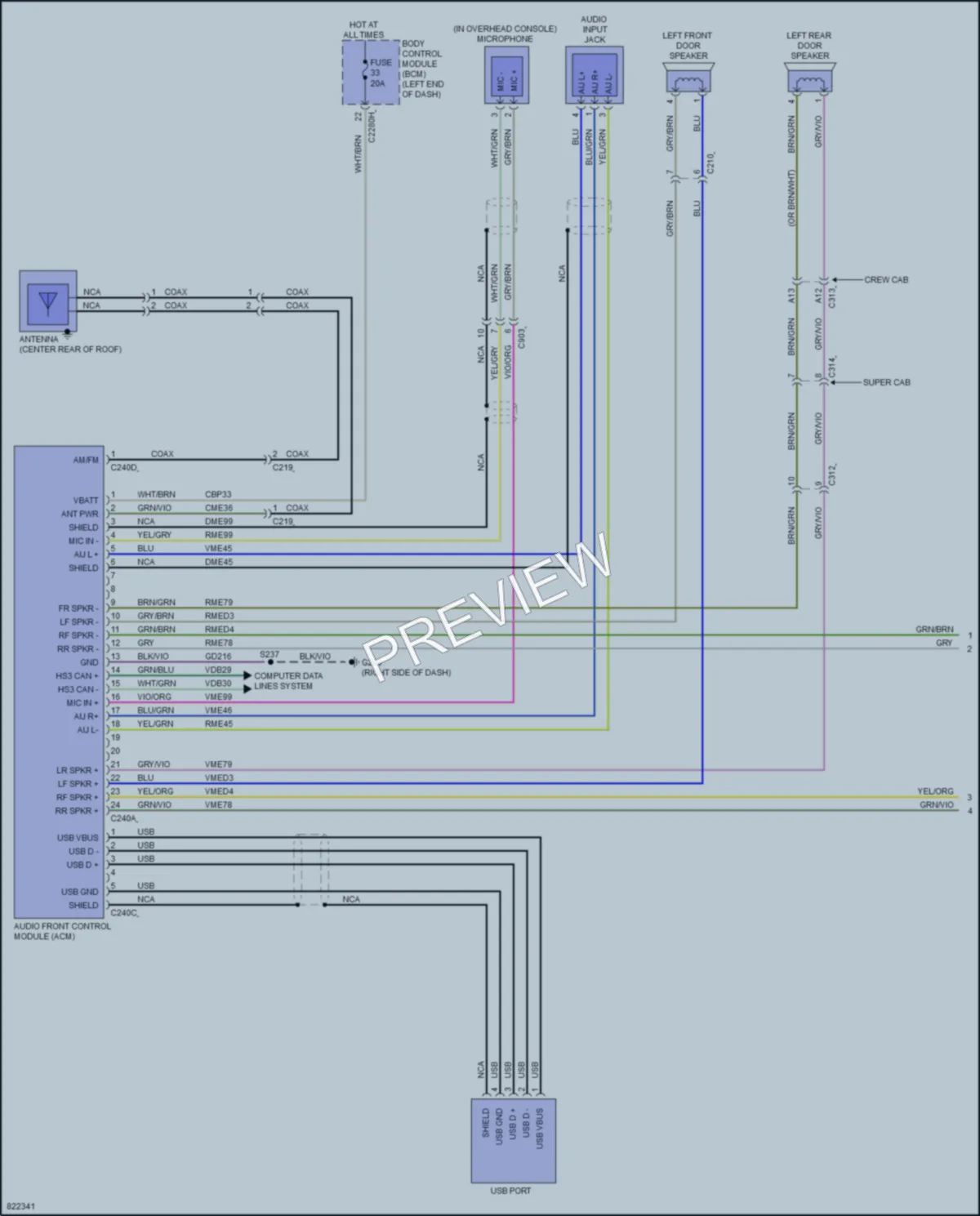 2023 Ford Ranger Radio wiring diagram preview