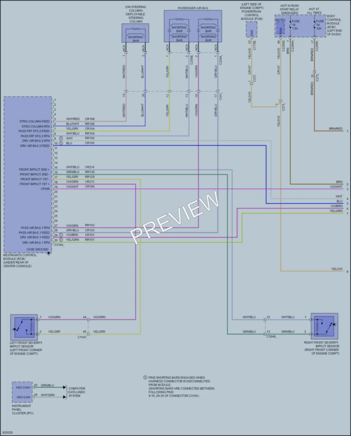 2023 Ford Ranger Supplemental Restraints wiring diagram preview
