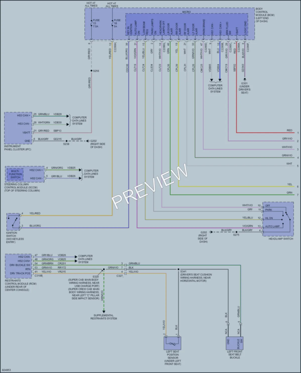 2023 Ford Ranger Warning Systems wiring diagram preview