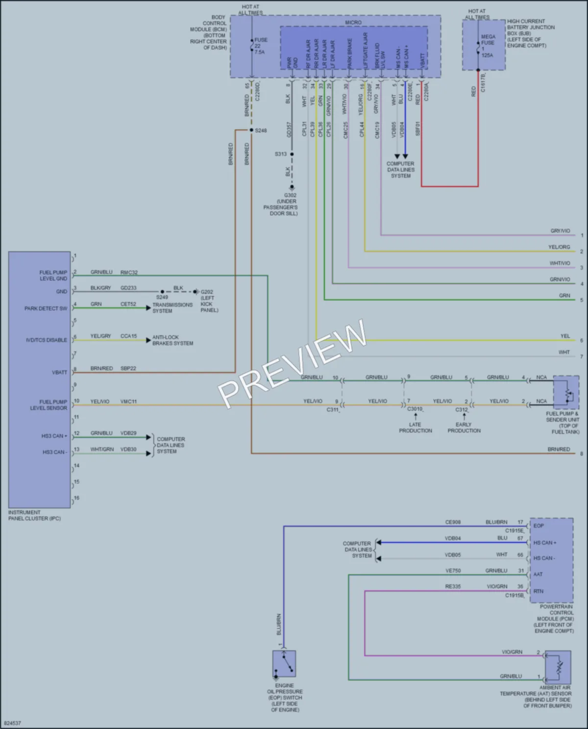 2023 Ford TransitConnect Instrument Cluster wiring diagram preview