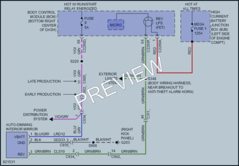 2023 Ford TransitConnect Power Mirrors wiring diagram preview