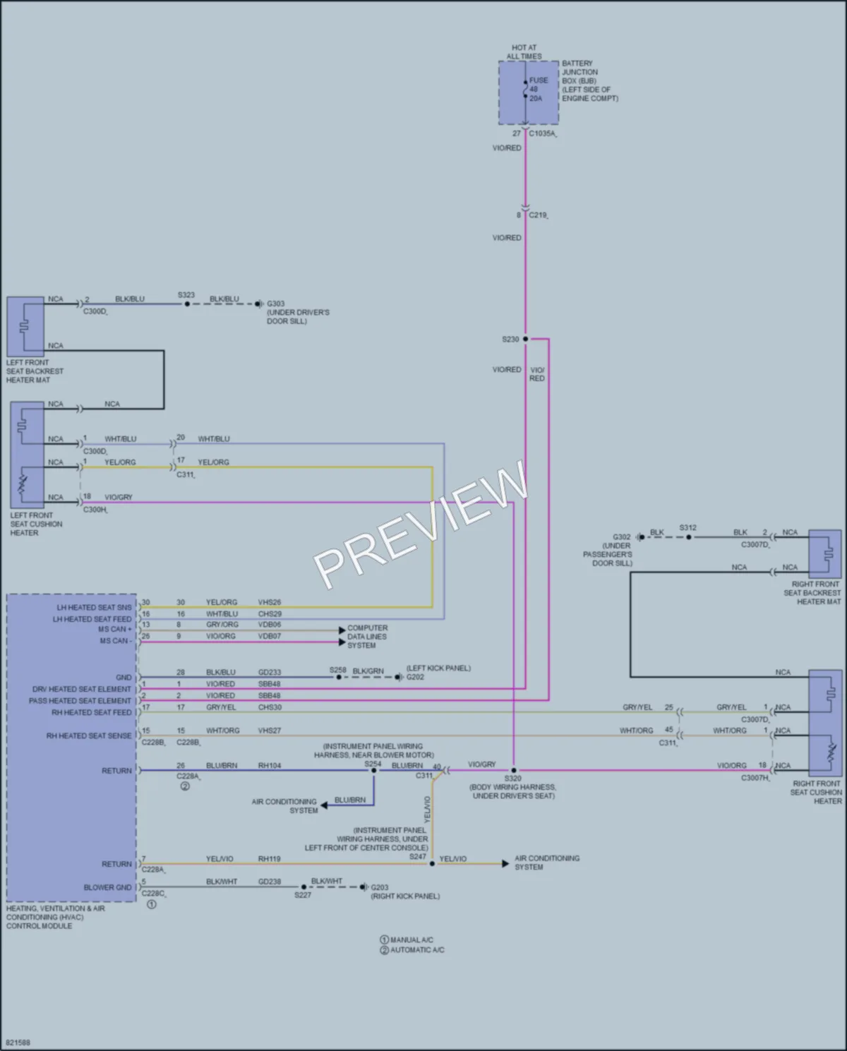 2023 Ford TransitConnect Power Seats wiring diagram preview