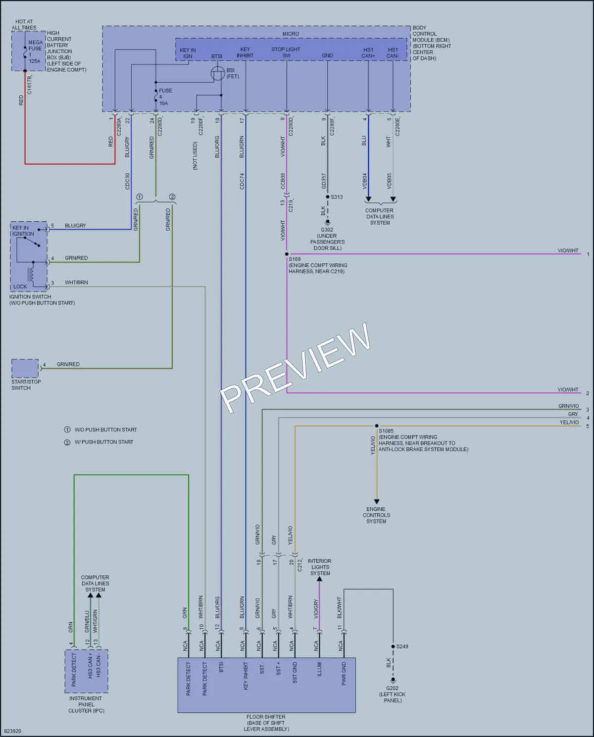 2023 Ford TransitConnect Shift Interlock wiring diagram preview