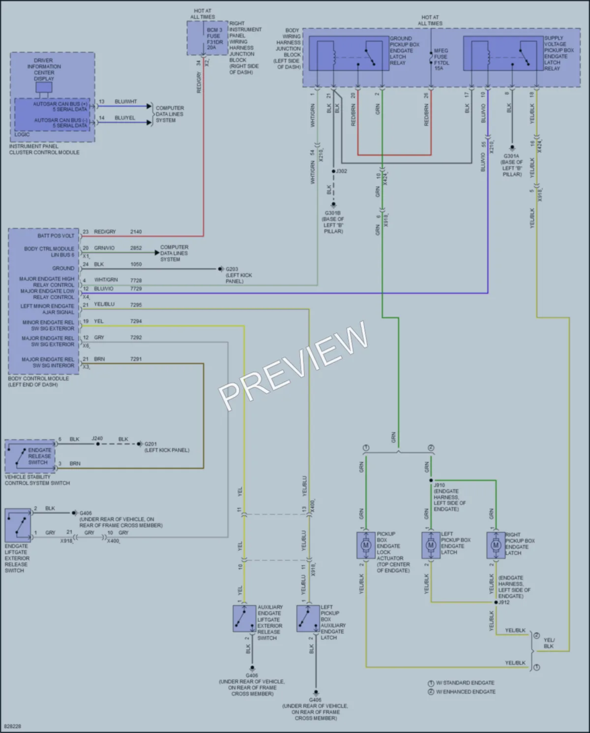 2023 GMC 1500Sierra Trunk Tailgate Fuel Door wiring diagram preview