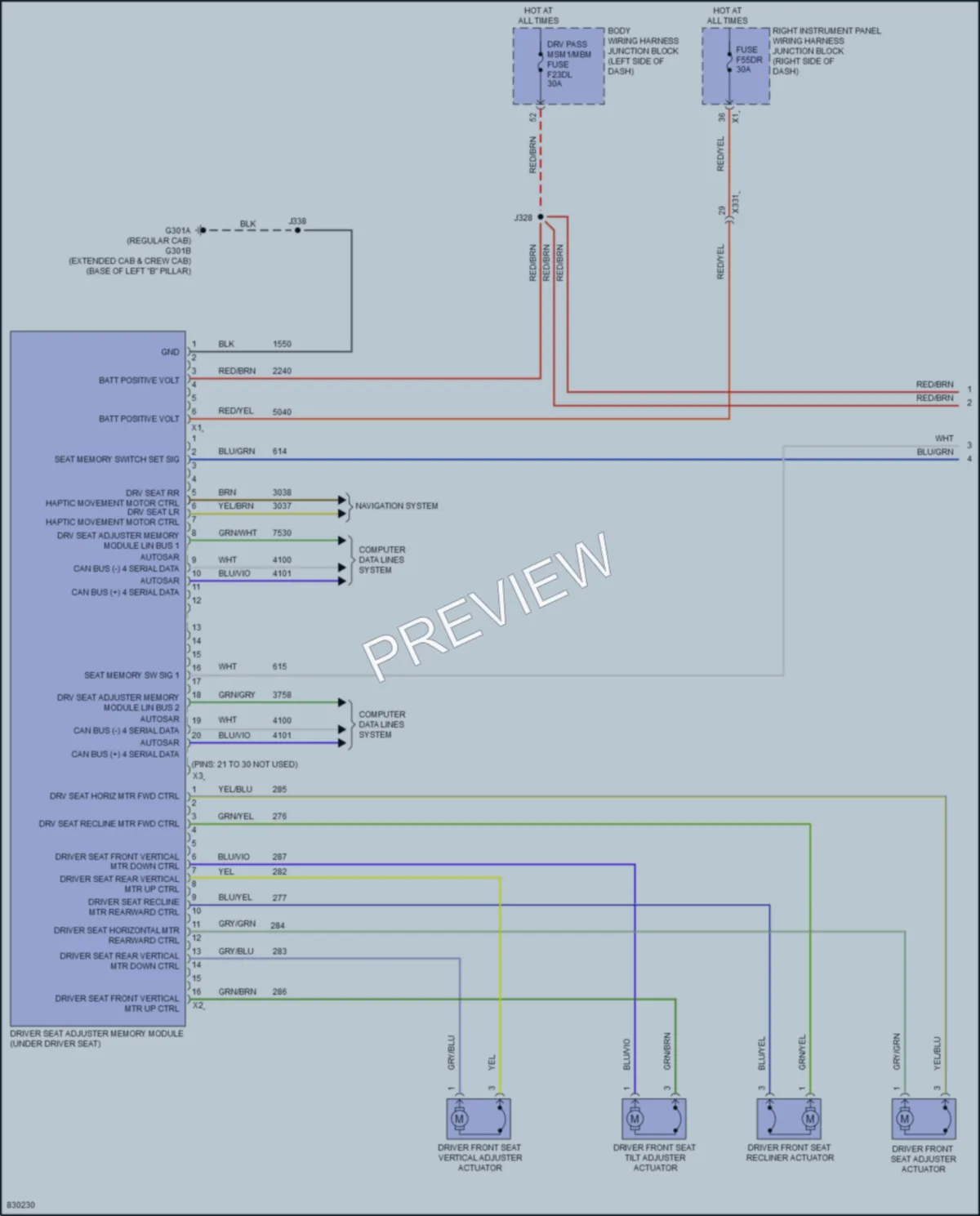 2023 GMC 1500SierraDenali Memory Systems wiring diagram preview