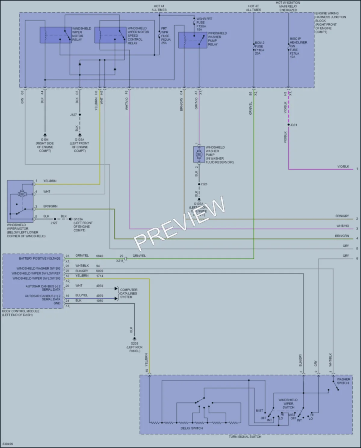 2023 GMC 1500SierraDenali Wiper Washer wiring diagram preview