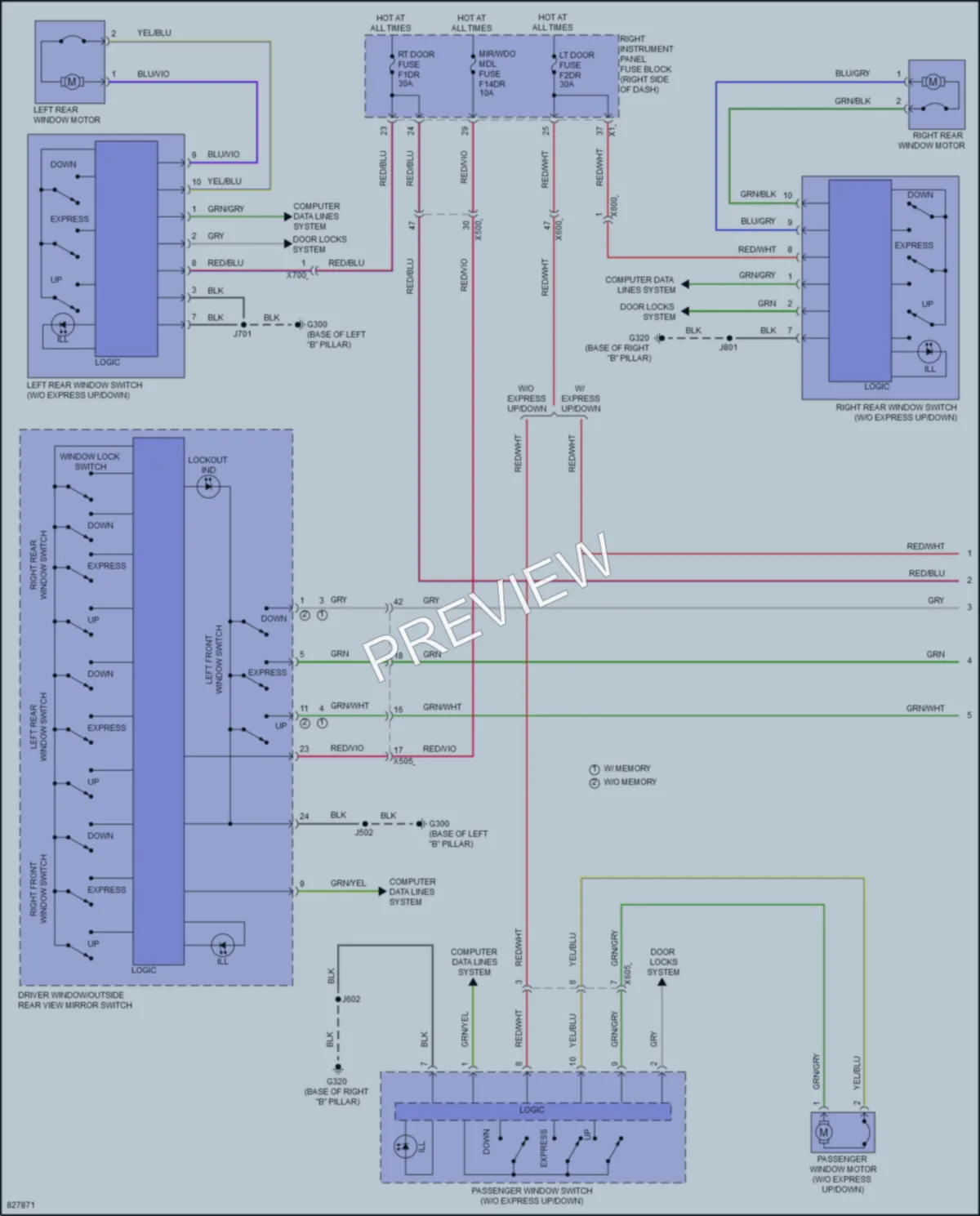 2023 GMC 2500HDSierraDenali Power Windows wiring diagram preview