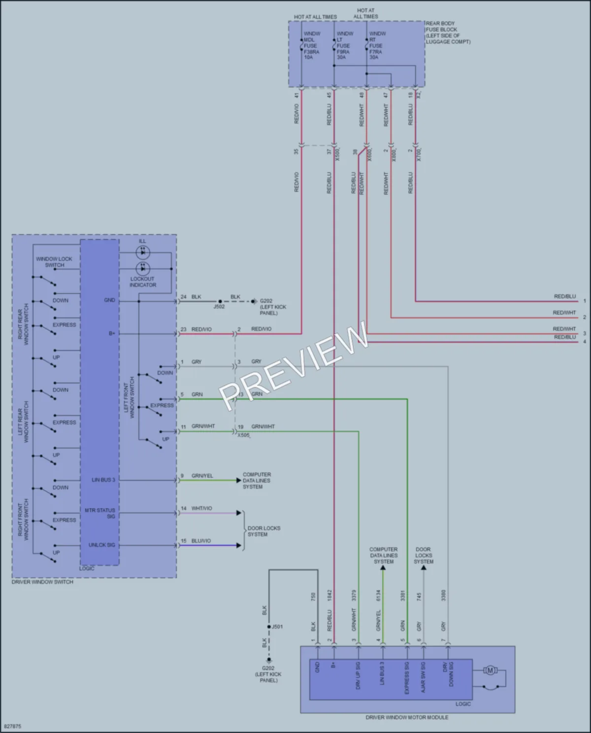 2023 GMC Acadia Power Windows wiring diagram preview