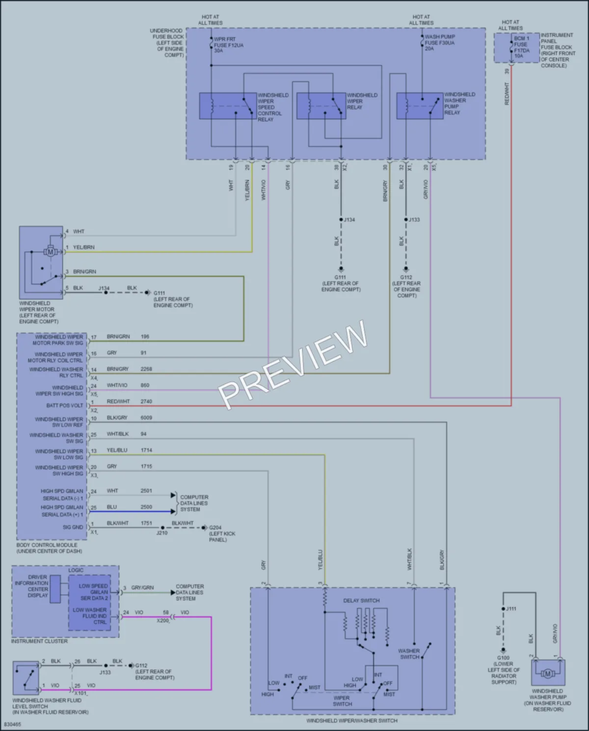 2023 GMC Acadia Wiper Washer wiring diagram preview