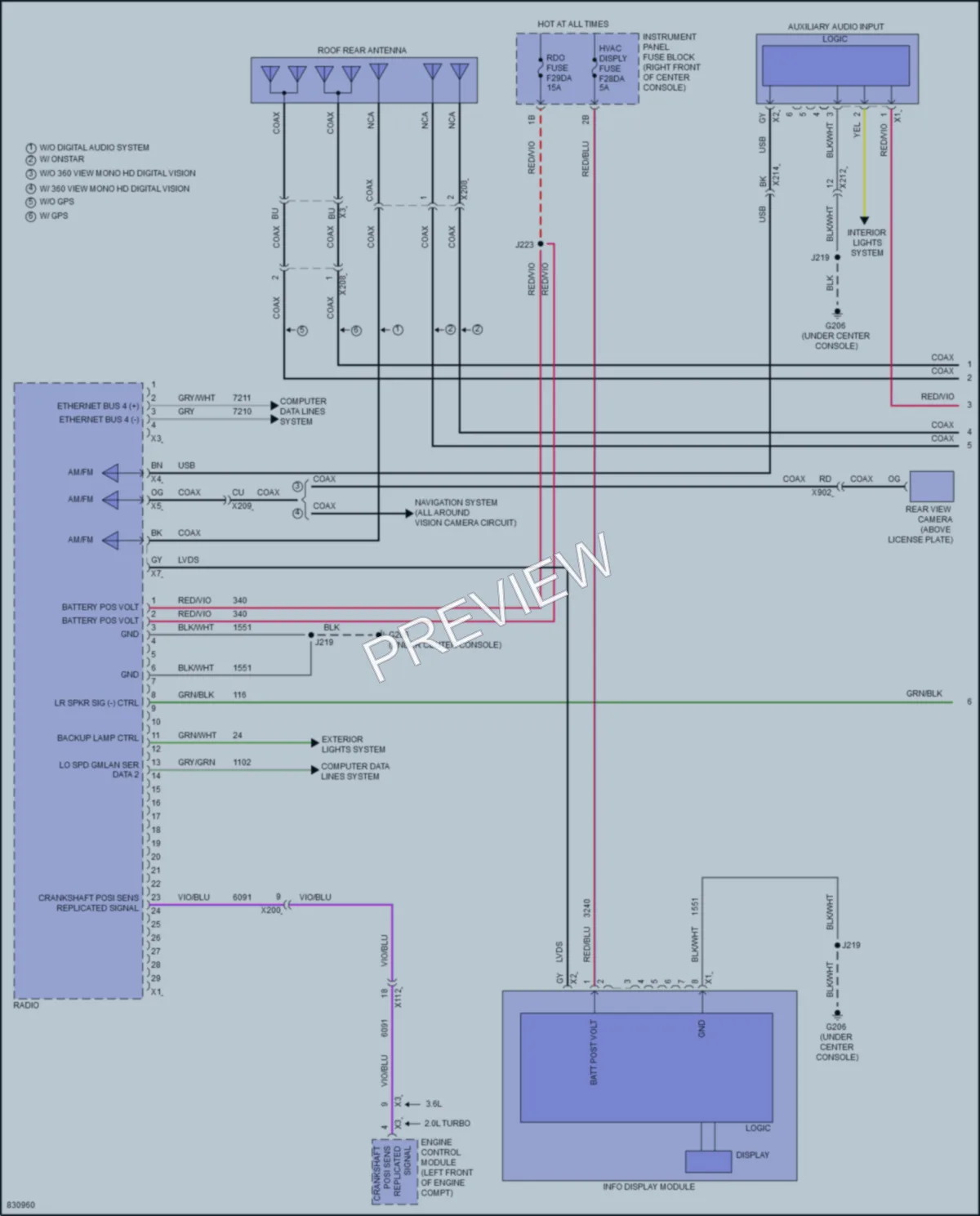 2023 GMC AcadiaDenali Radio wiring diagram preview