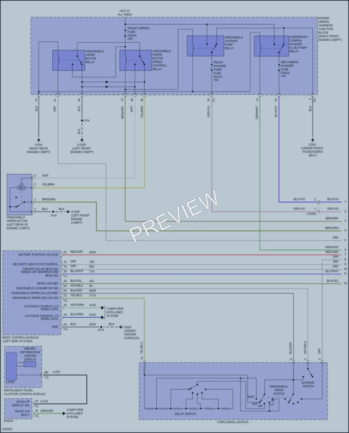 2023 GMC Canyon Wiper Washer wiring diagram preview