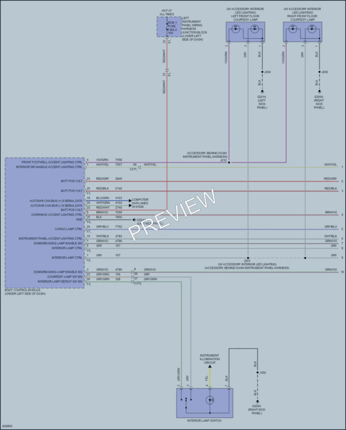 2023 GMC HummerEVPickup Interior Lights wiring diagram preview