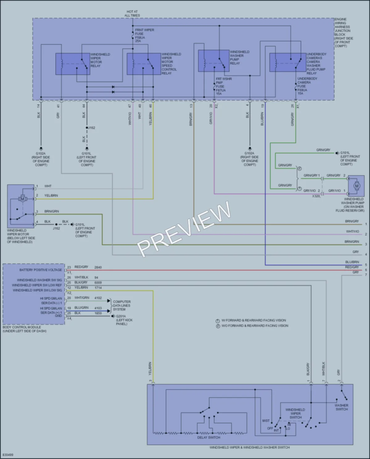 2023 GMC HummerEVPickup Wiper Washer wiring diagram preview