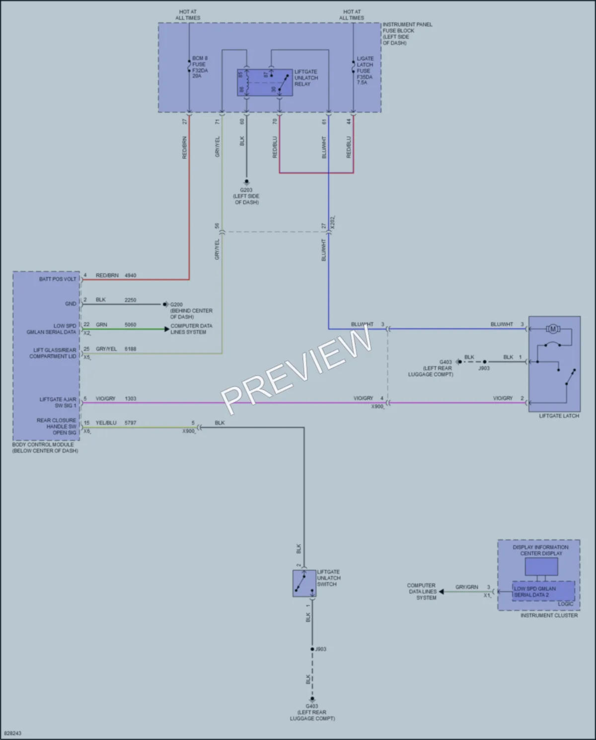 2023 GMC Terrain Trunk Tailgate Fuel Door wiring diagram preview