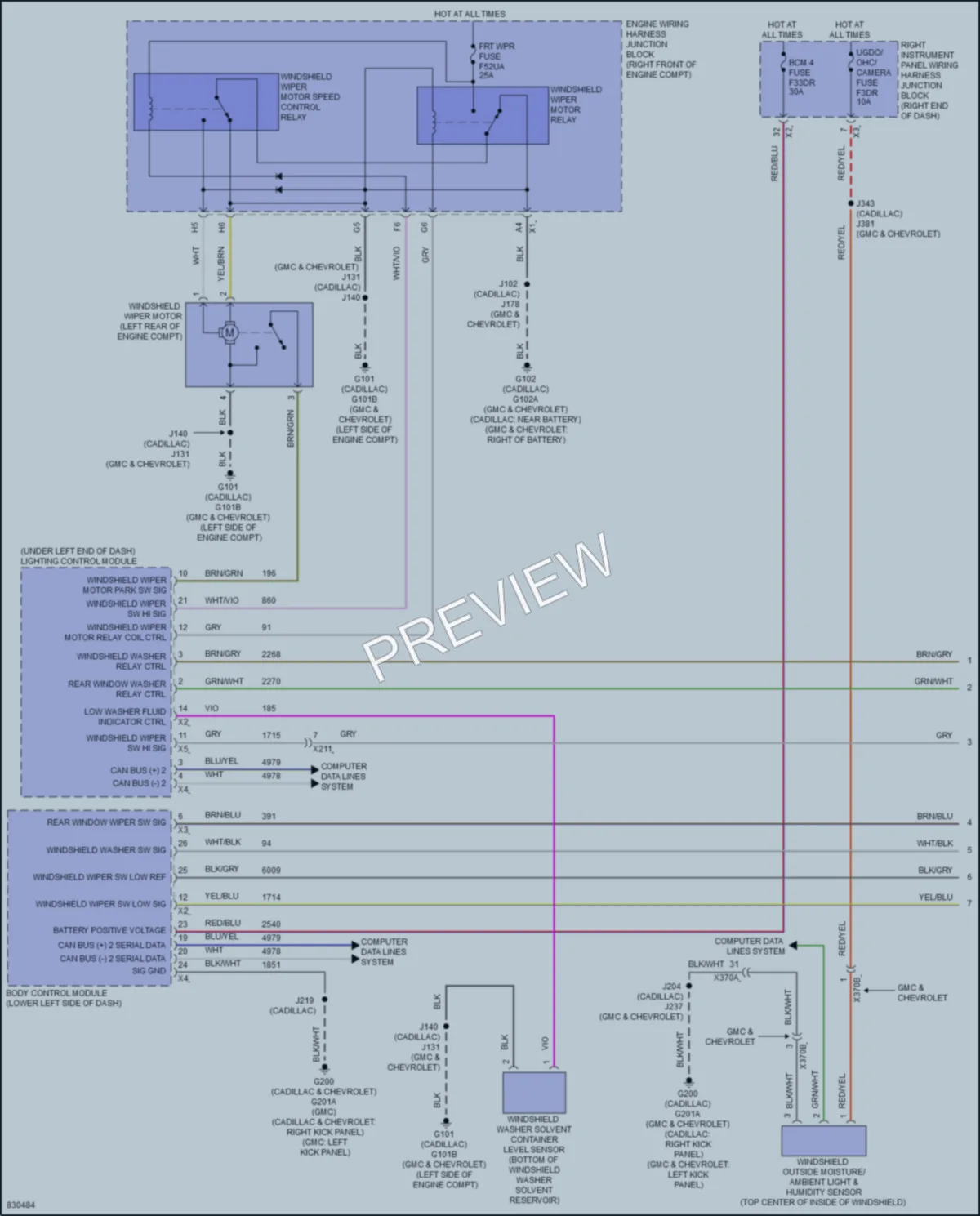 2023 GMC Yukon Wiper Washer wiring diagram preview