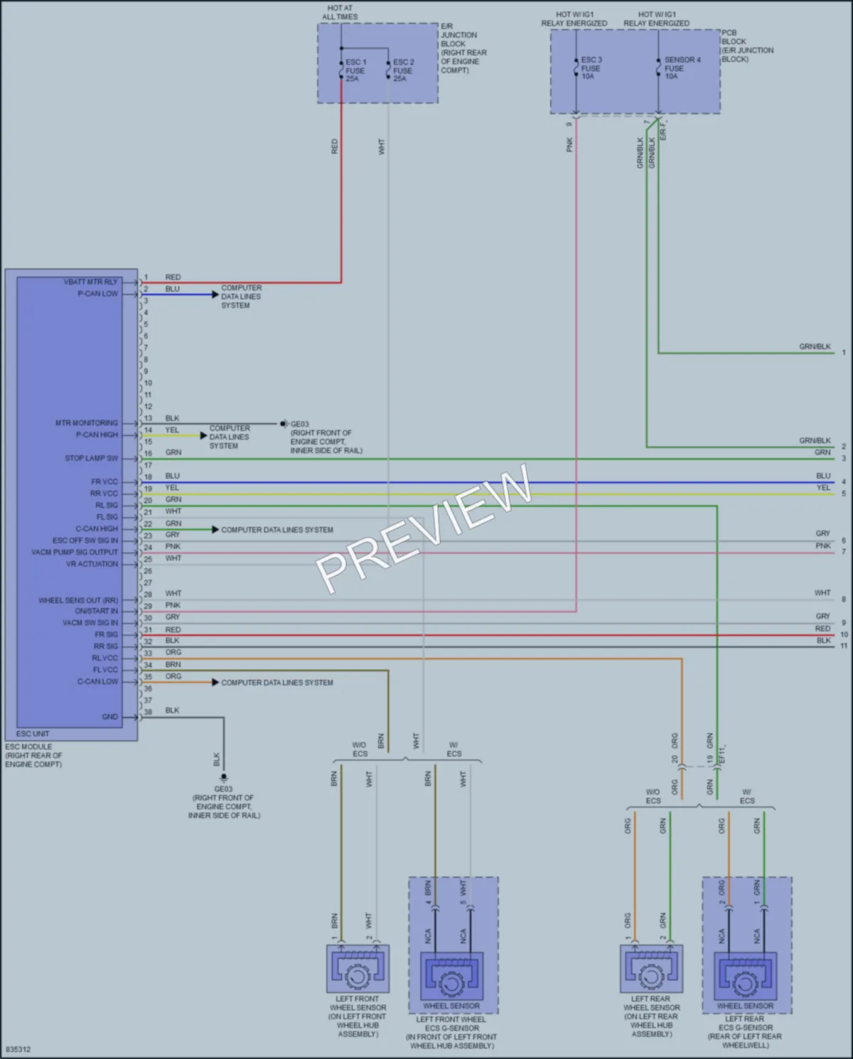 2023 Genesis G70 Anti Lock Brakes wiring diagram preview