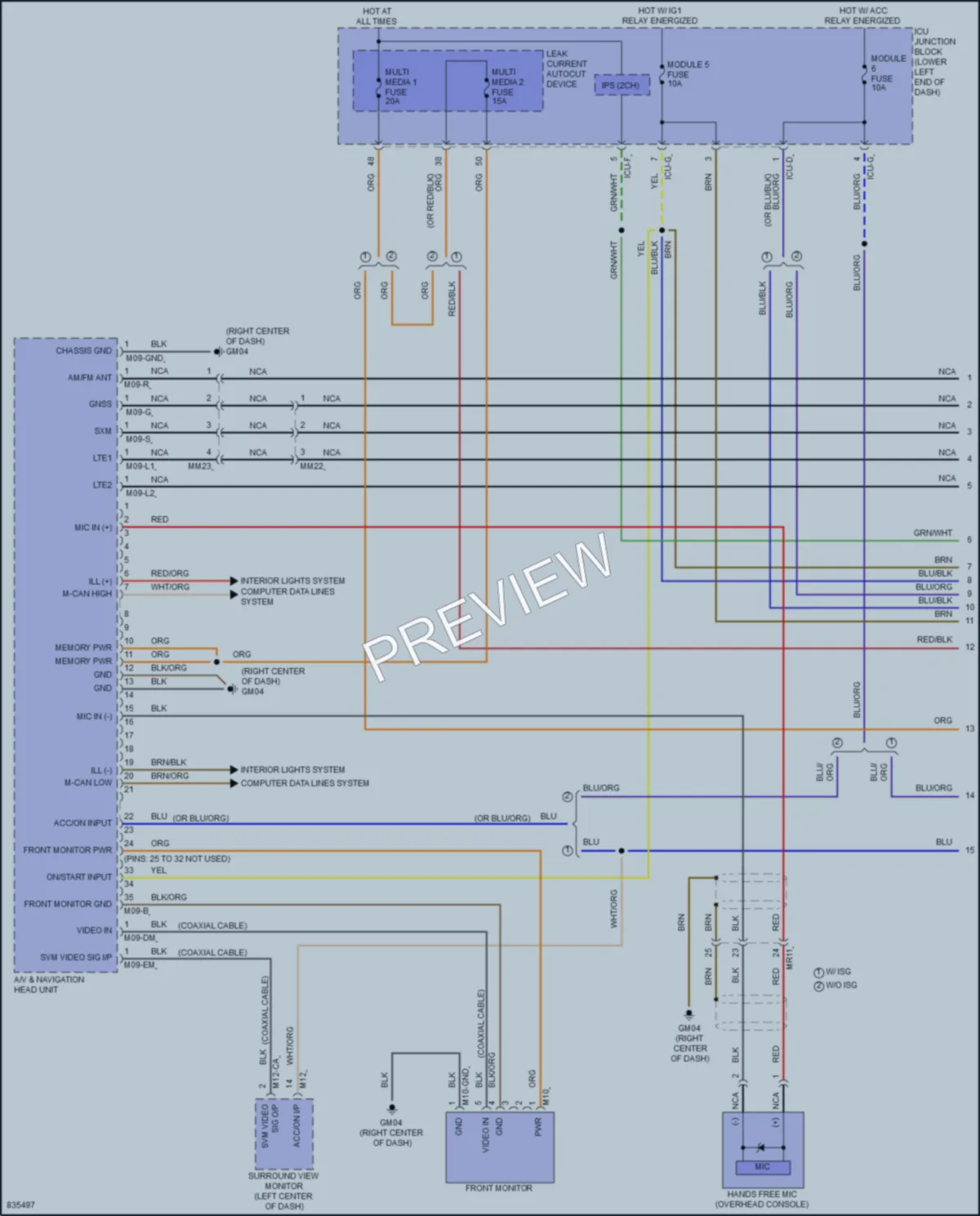 2023 Genesis G70 Radio wiring diagram preview