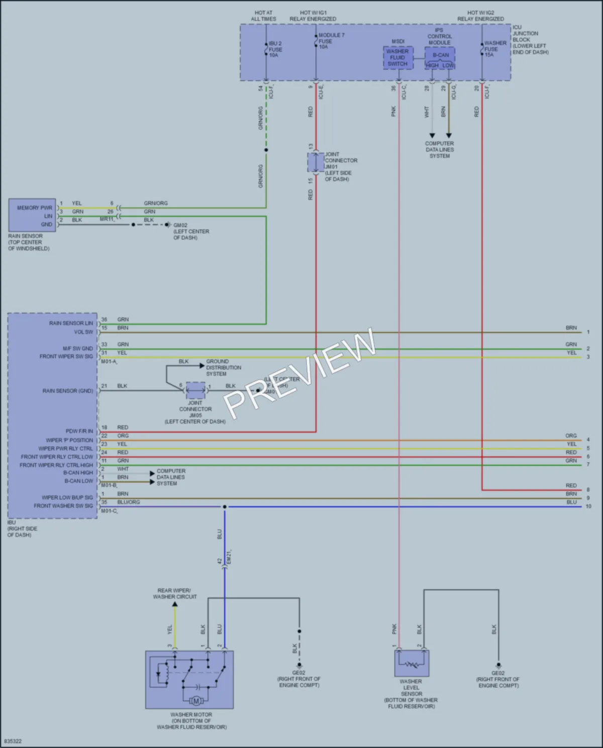 2023 Genesis G70 Wiper Washer wiring diagram preview