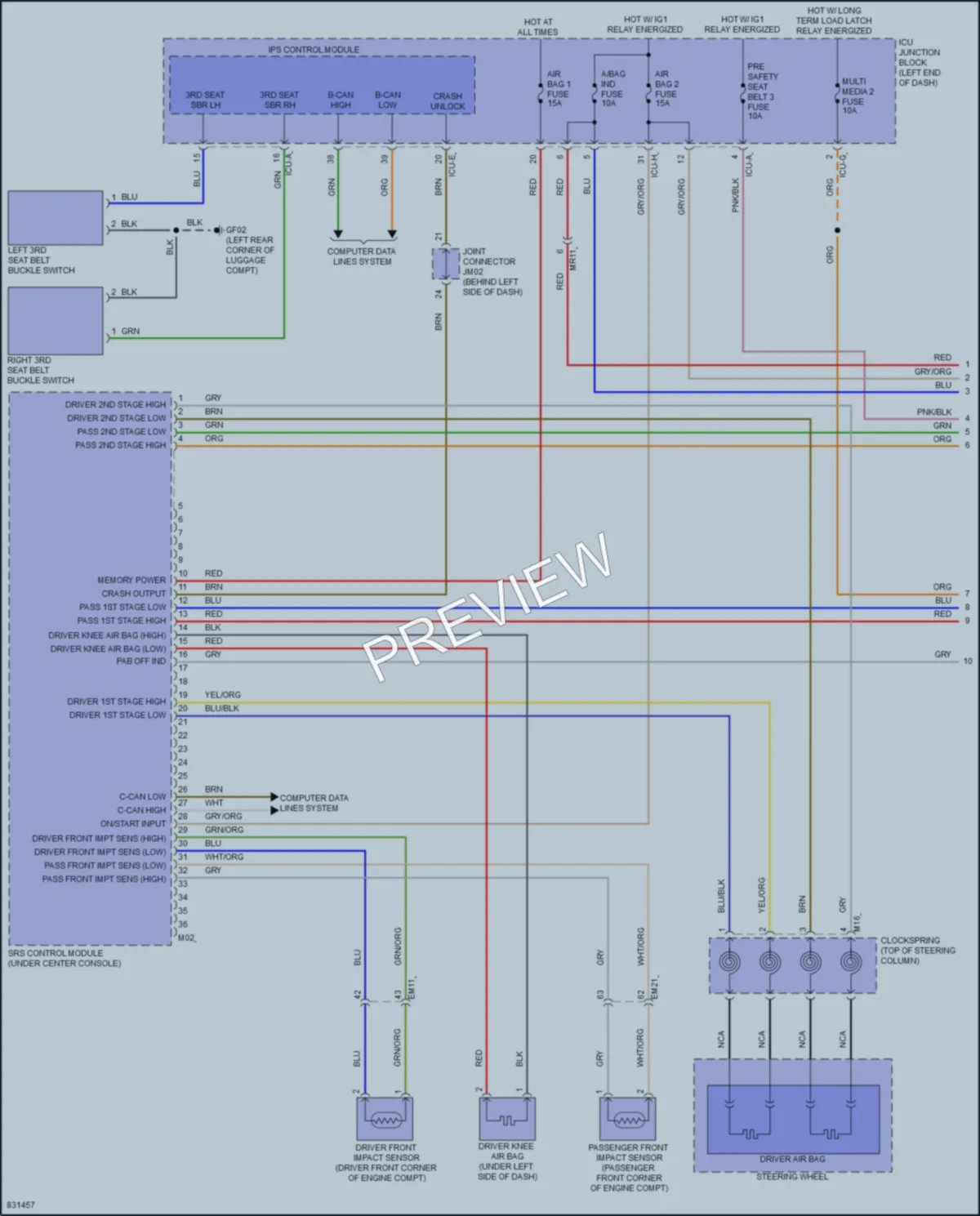 2023 Genesis GV80 Supplemental Restraints wiring diagram preview