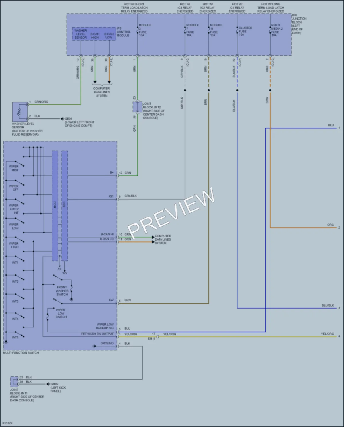 2023 Genesis GV80 Wiper Washer wiring diagram preview