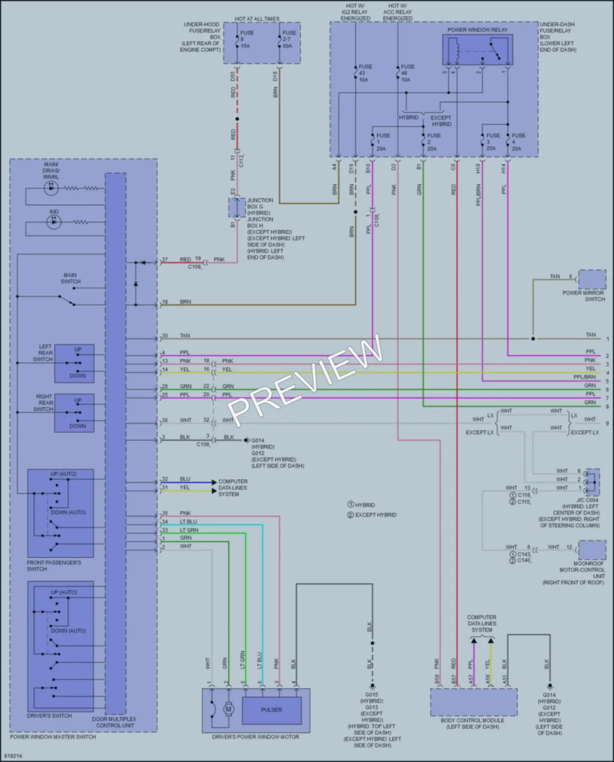 2023 Honda Accord Power Windows wiring diagram preview