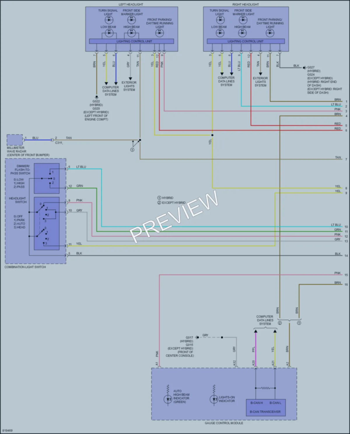 2023 Honda AccordHybrid Headlights wiring diagram preview