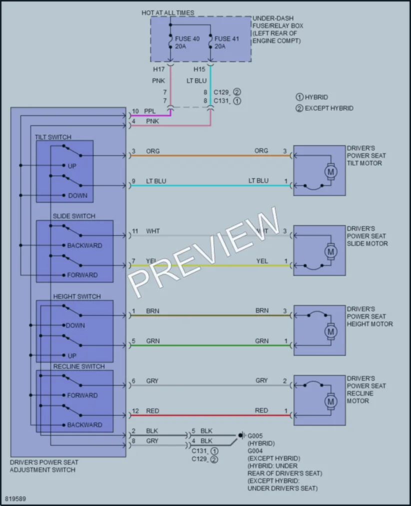 2023 Honda AccordHybrid Power Seats wiring diagram preview