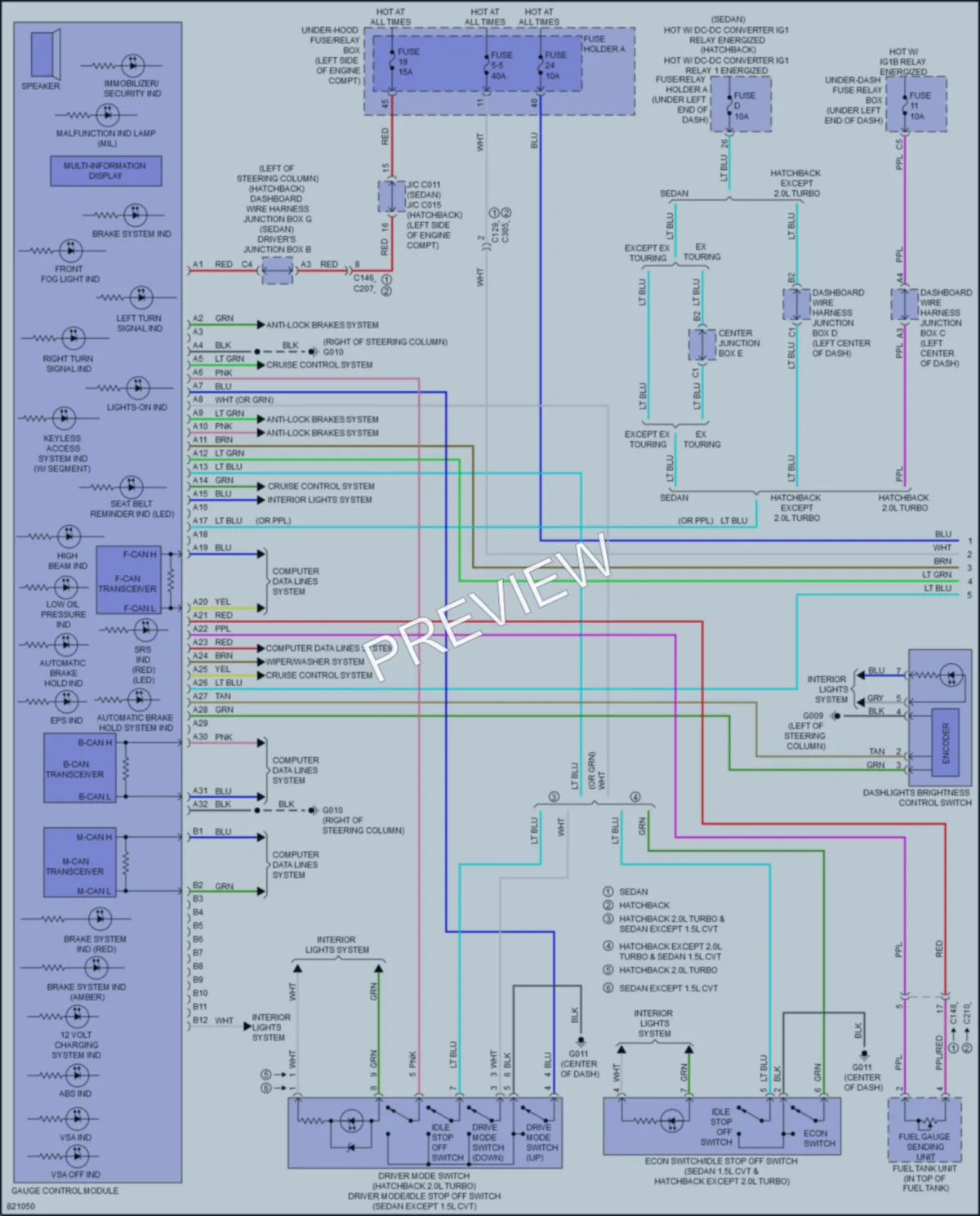 2023 Honda Civic Instrument Cluster wiring diagram preview