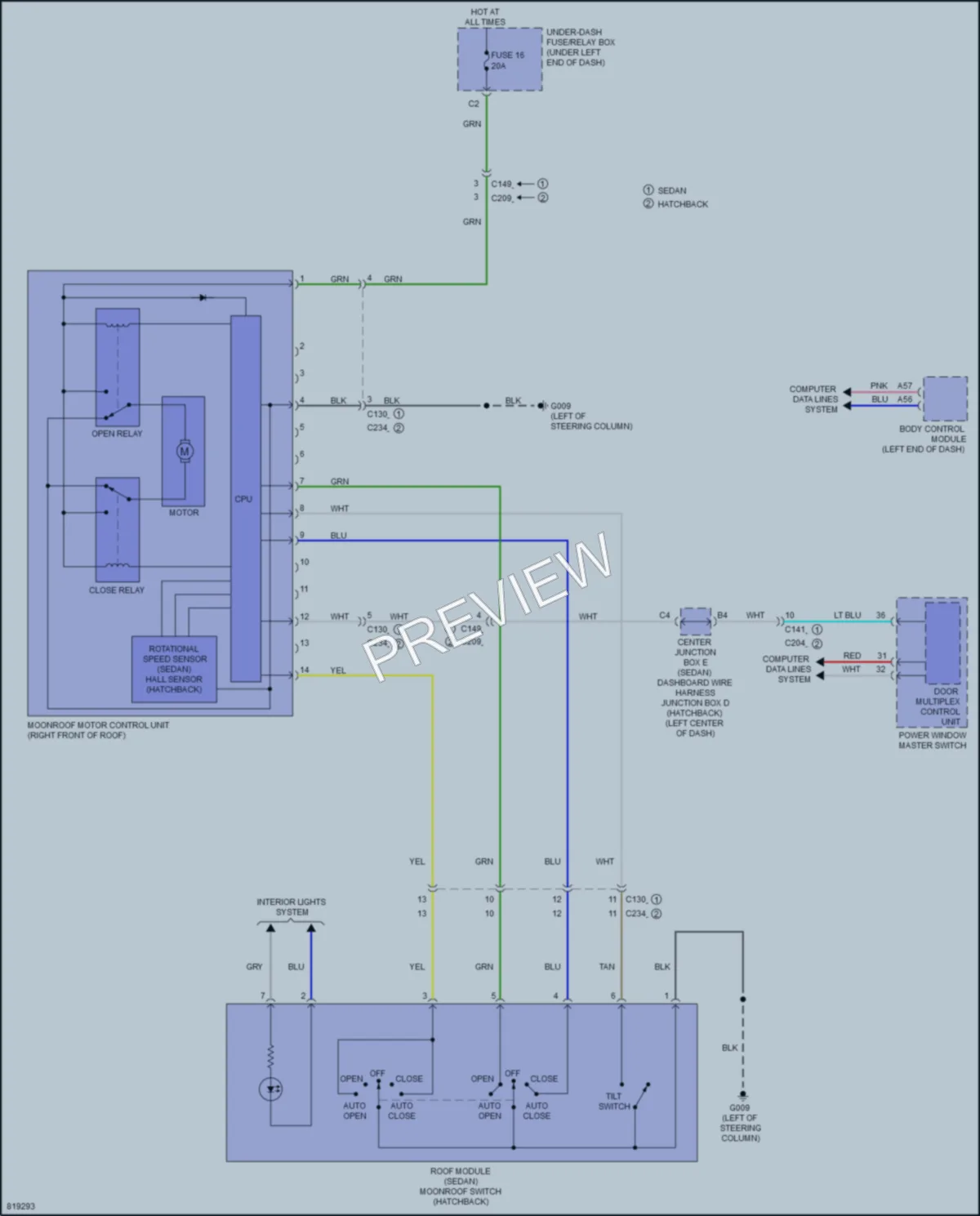 2023 Honda Civic Power Top Sunroof wiring diagram preview