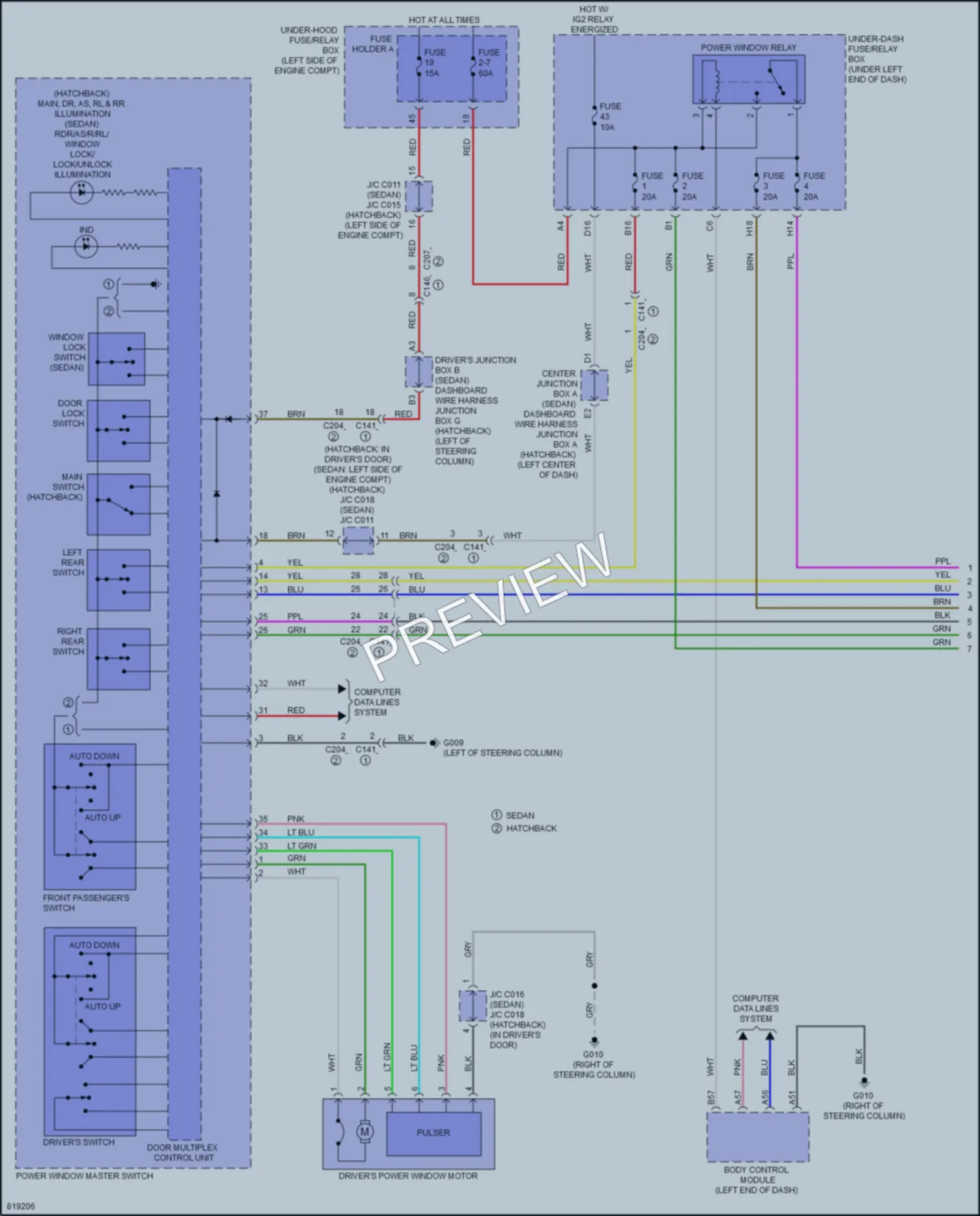 2023 Honda Civic Power Windows wiring diagram preview