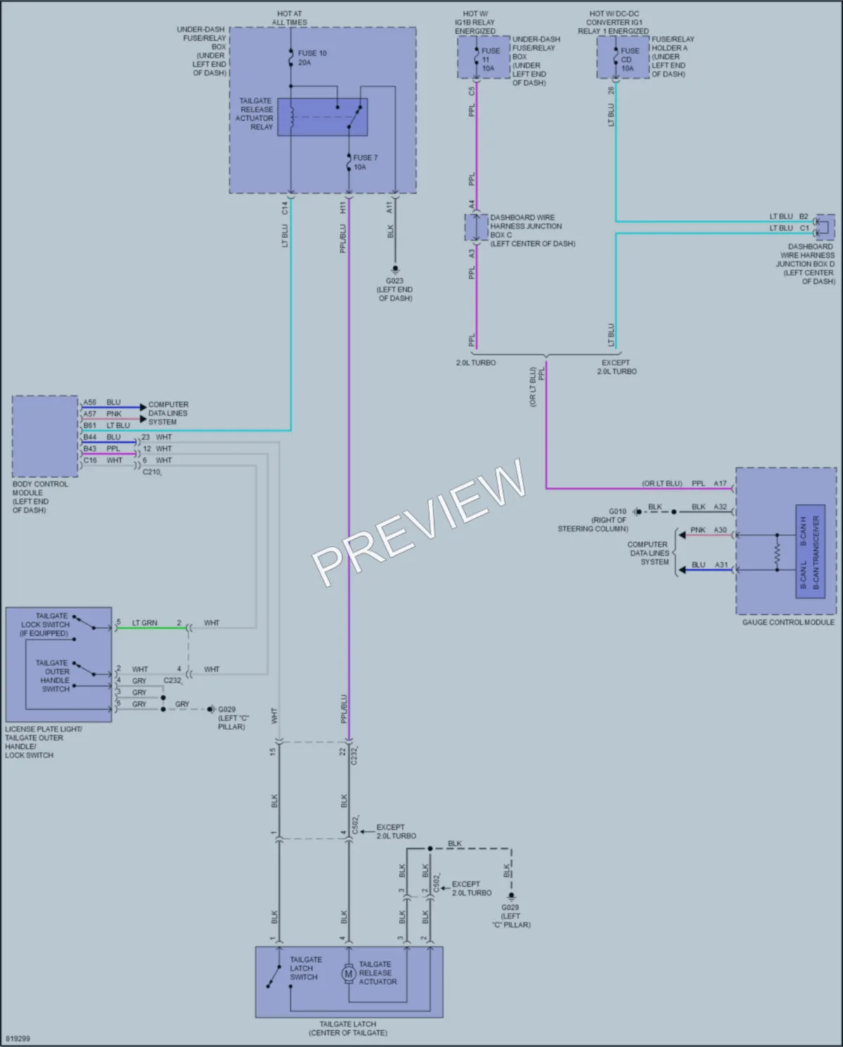 2023 Honda Civic Trunk Tailgate Fuel Door wiring diagram preview