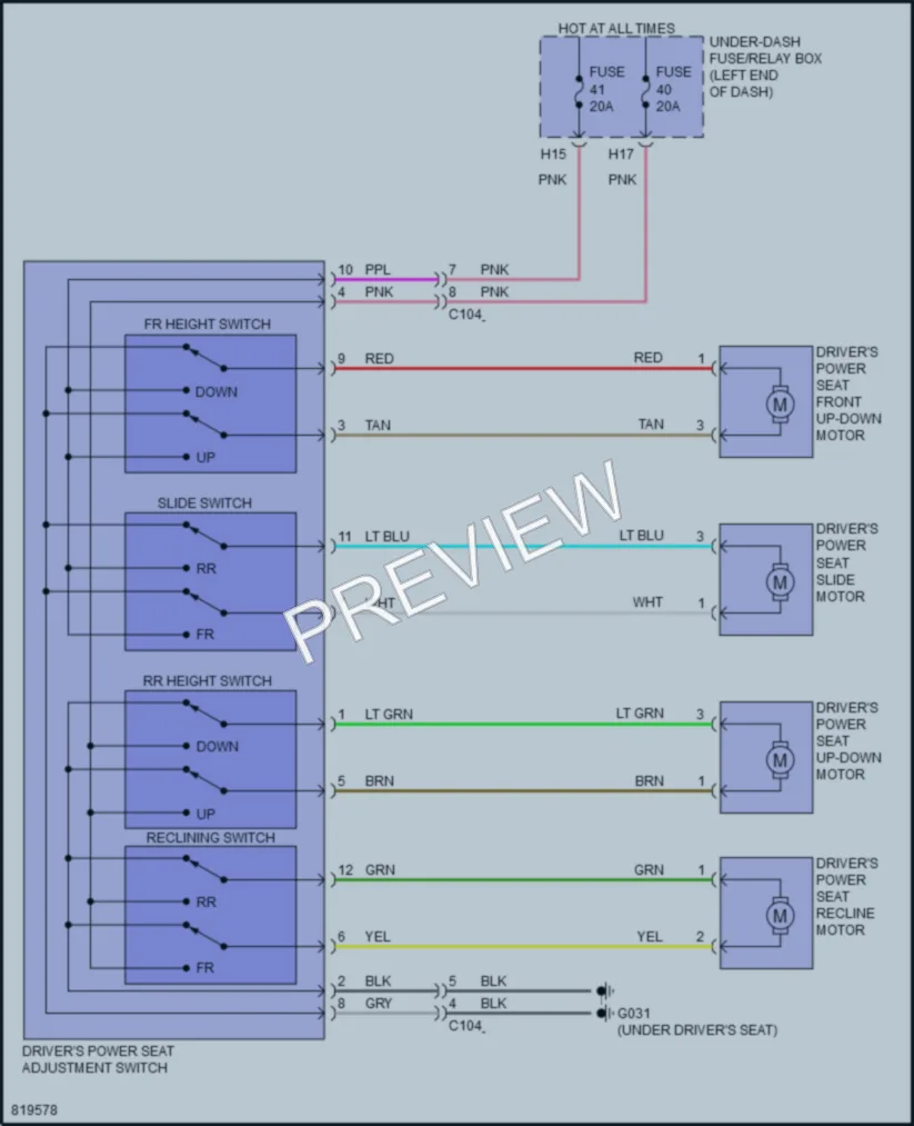 2023 Honda HRV Power Seats wiring diagram preview