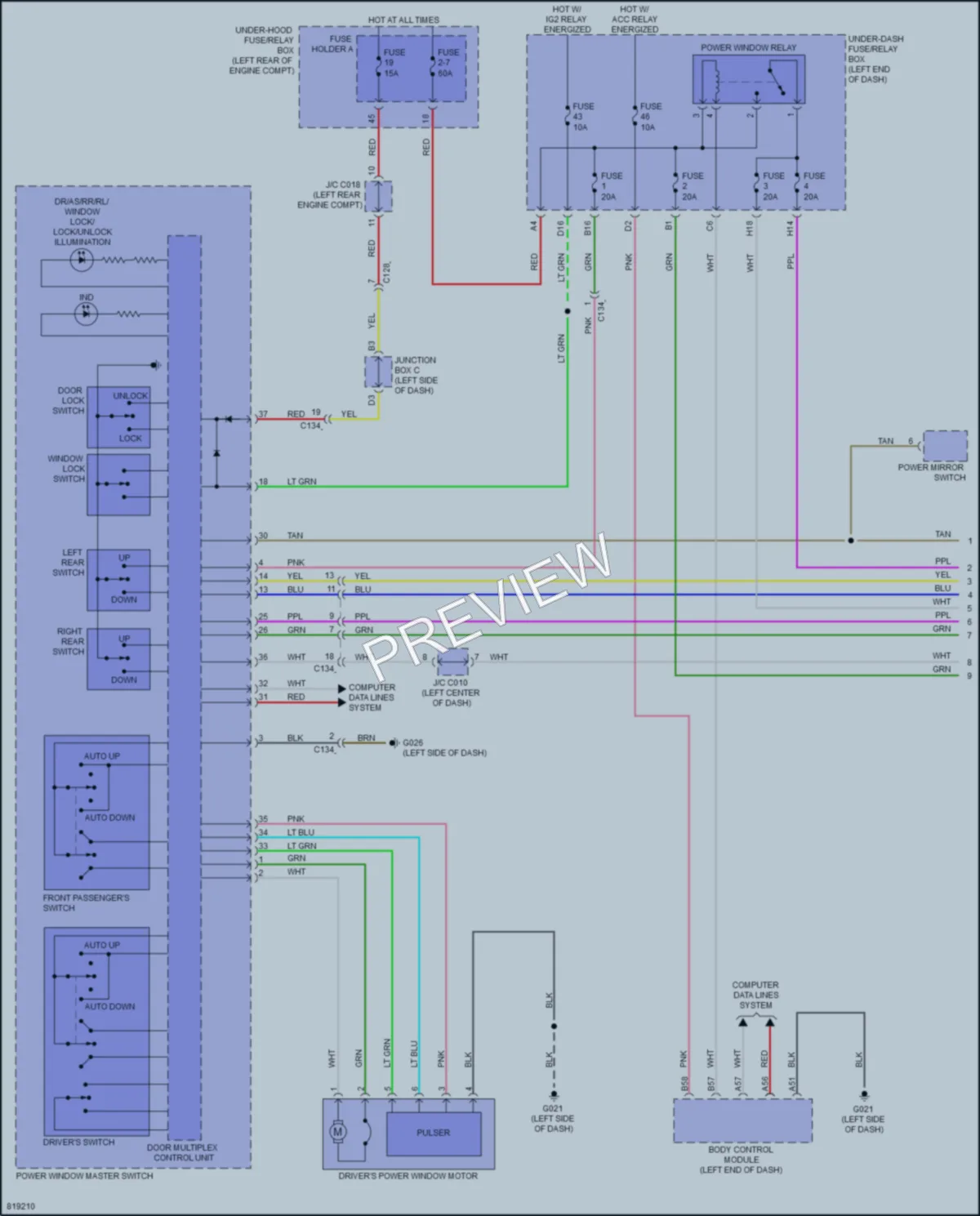 2023 Honda HRV Power Windows wiring diagram preview