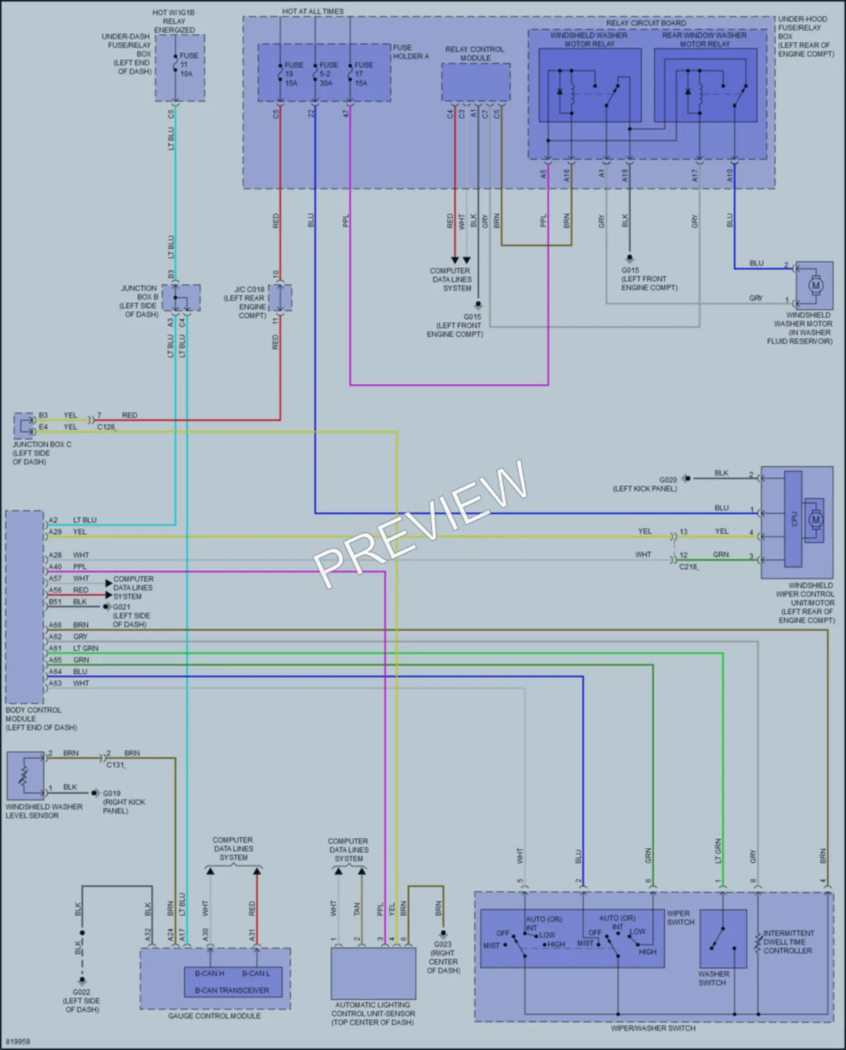 2023 Honda HRV Wiper Washer wiring diagram preview
