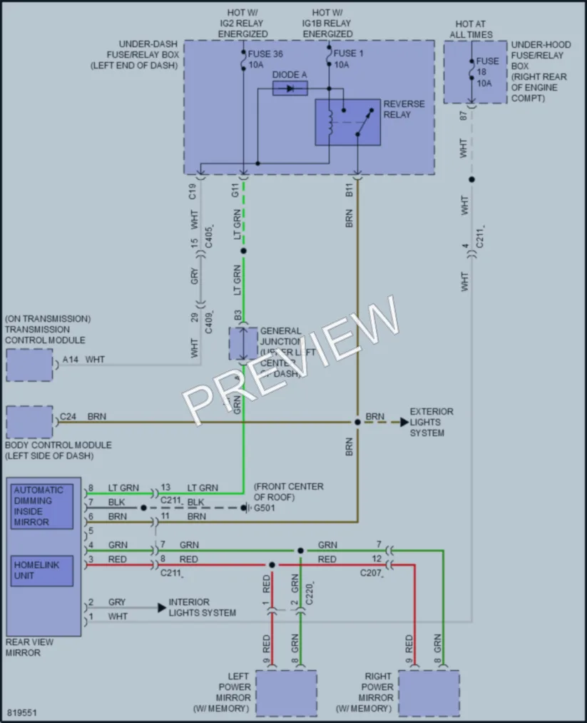 2023 Honda Odyssey Power Mirrors wiring diagram preview