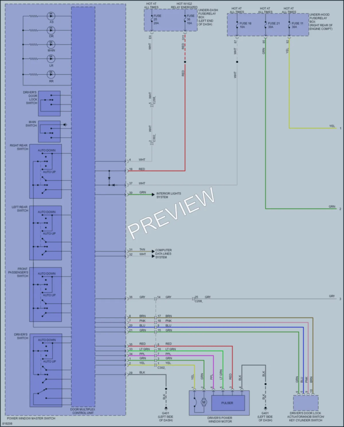 2023 Honda Odyssey Power Windows wiring diagram preview