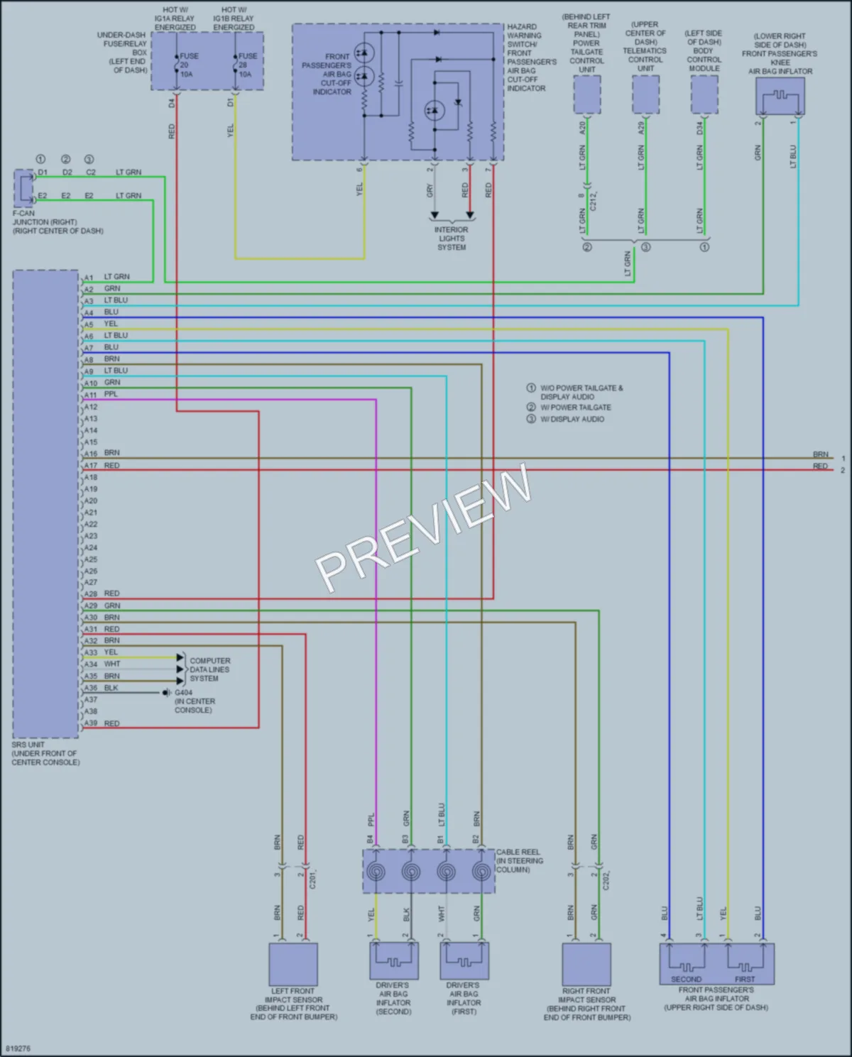 2023 Honda Odyssey Supplemental Restraints wiring diagram preview