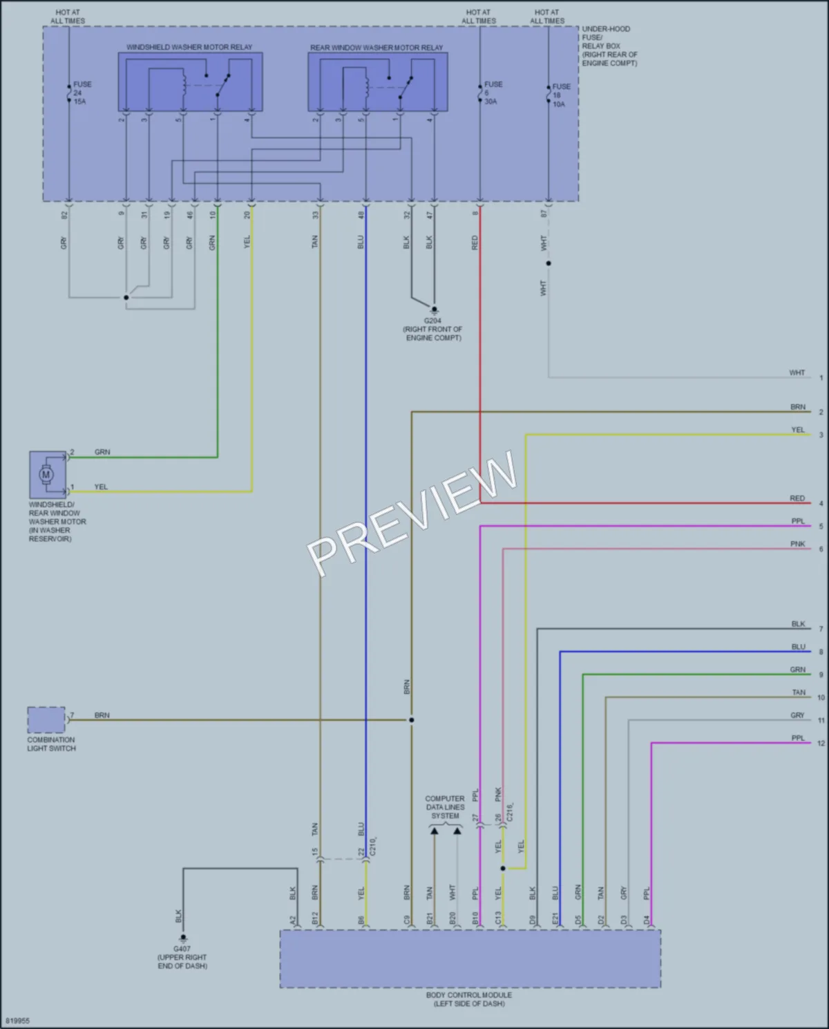2023 Honda Odyssey Wiper Washer wiring diagram preview
