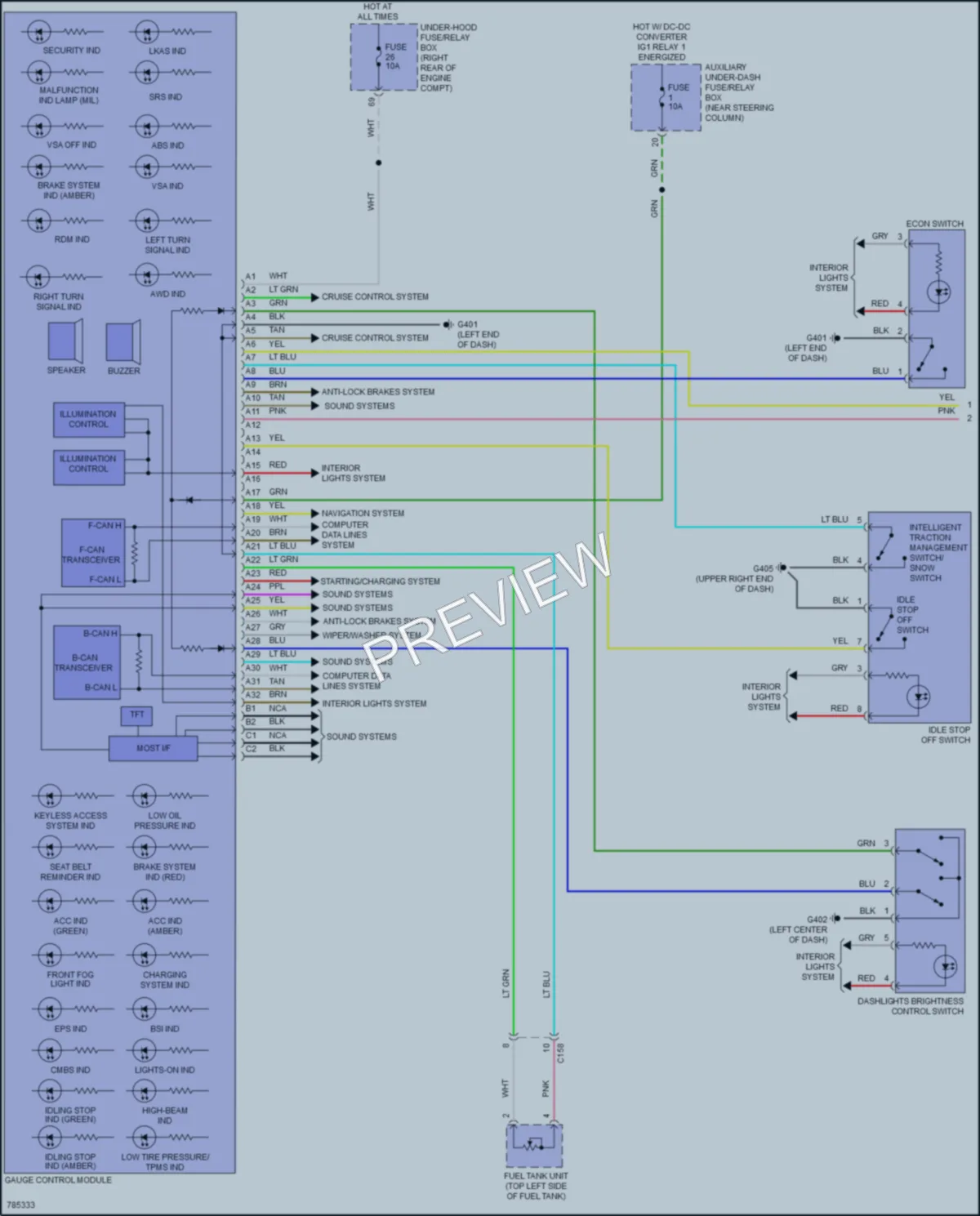 2023 Honda Passport Instrument Cluster wiring diagram preview