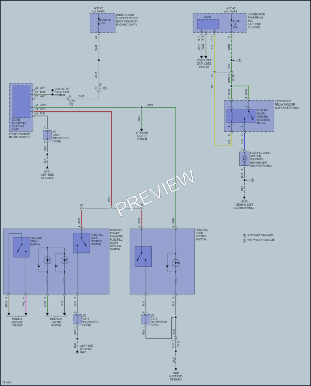 2023 Honda Passport Trunk Tailgate Fuel Door wiring diagram preview