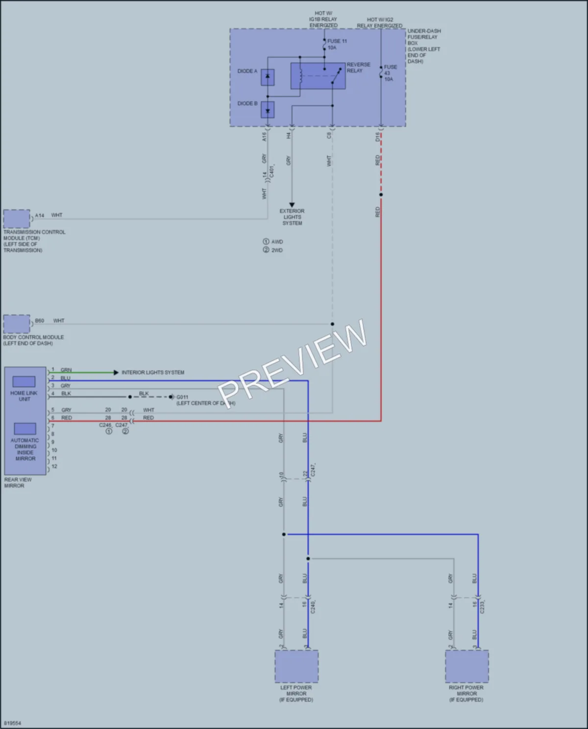 2023 Honda Pilot Power Mirrors wiring diagram preview