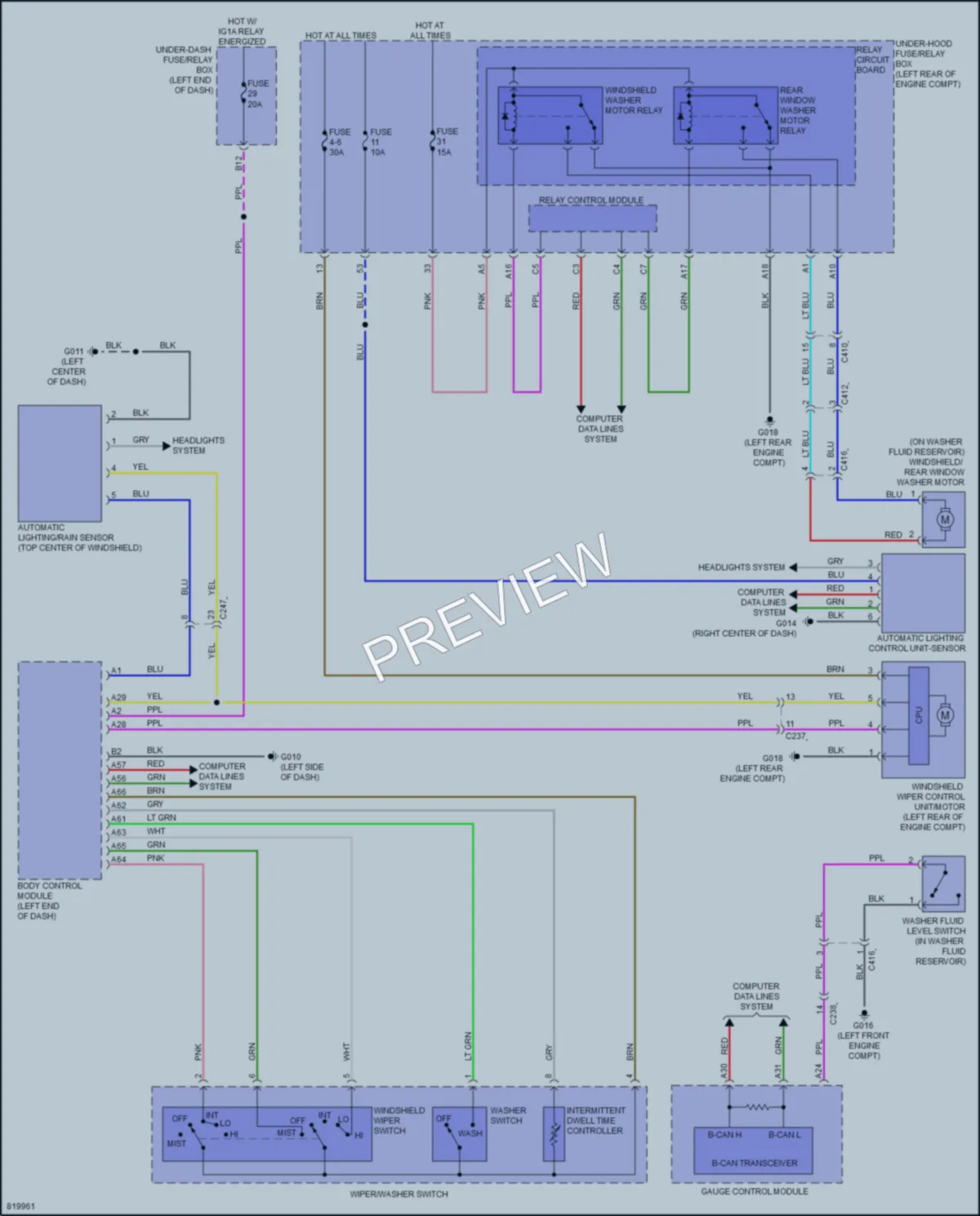 2023 Honda Pilot Wiper Washer wiring diagram preview