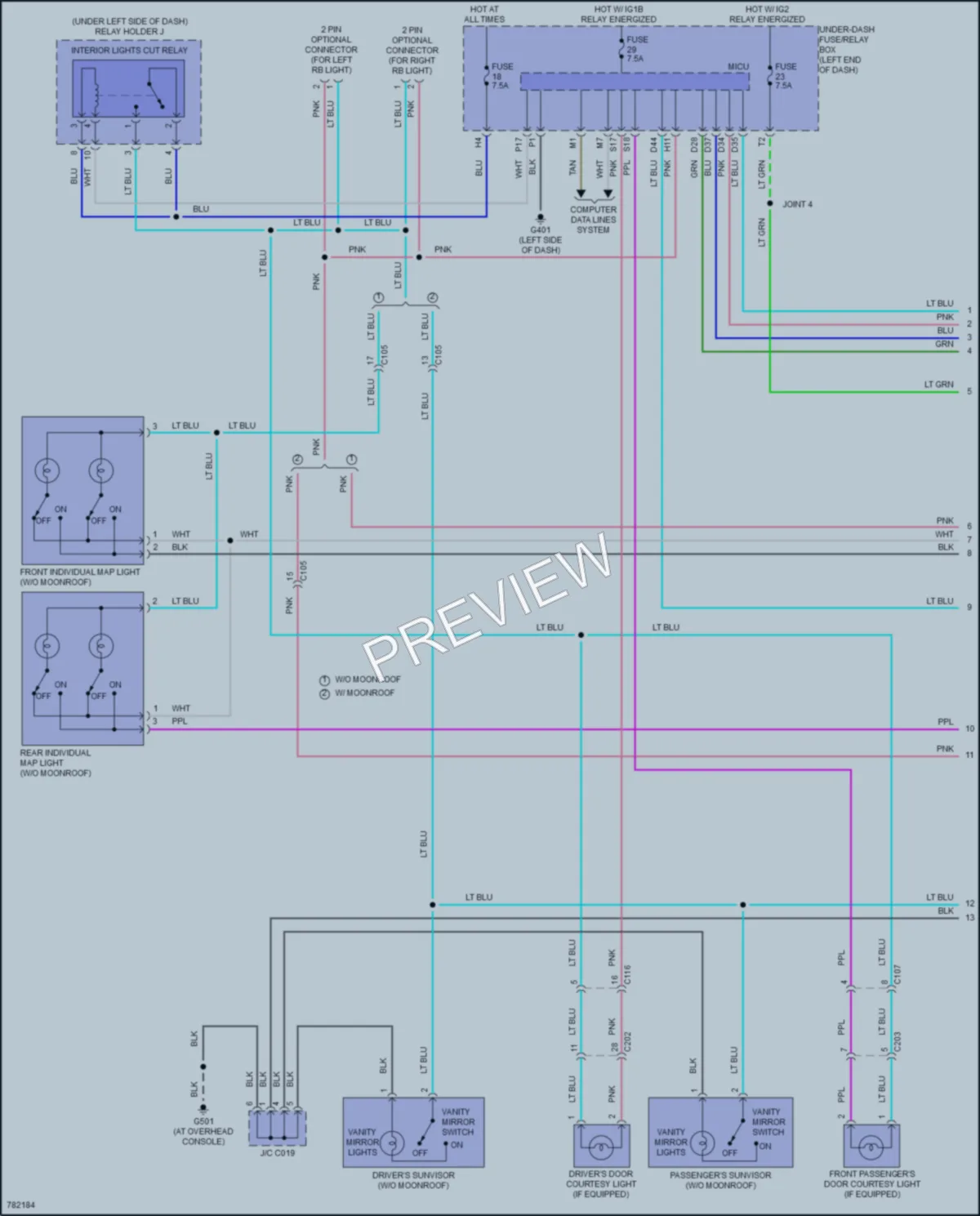 2023 Honda Ridgeline Interior Lights wiring diagram preview