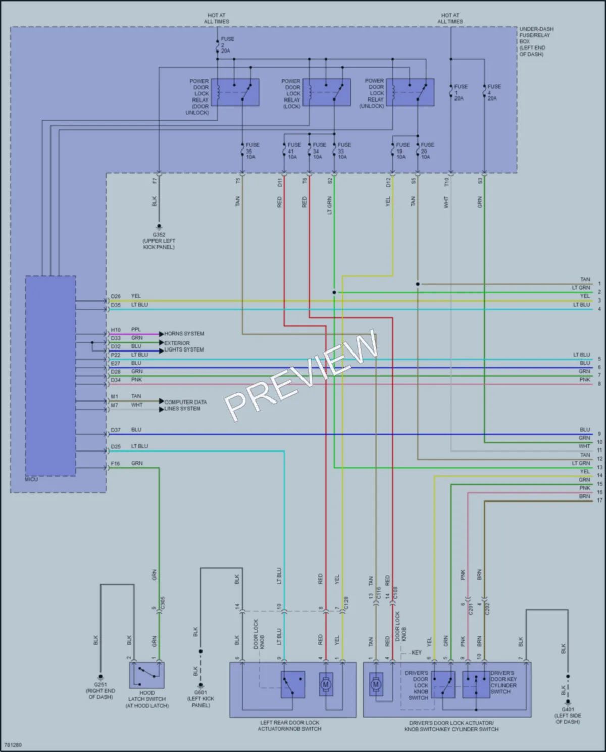 2023 Honda Ridgeline Power Door Locks wiring diagram preview