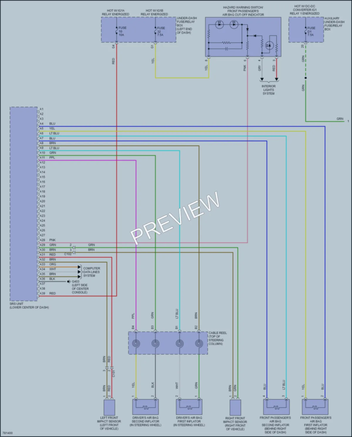 2023 Honda Ridgeline Supplemental Restraints wiring diagram preview