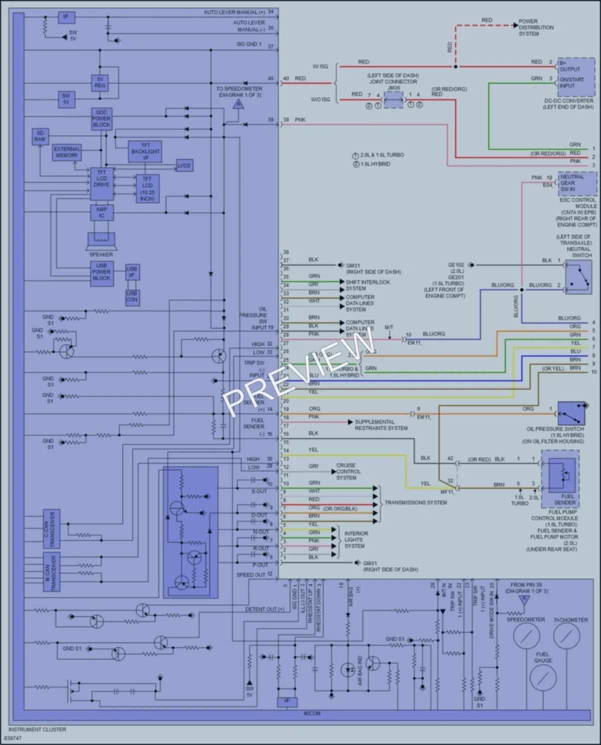 2023 Hyundai Elantra Instrument Cluster wiring diagram preview